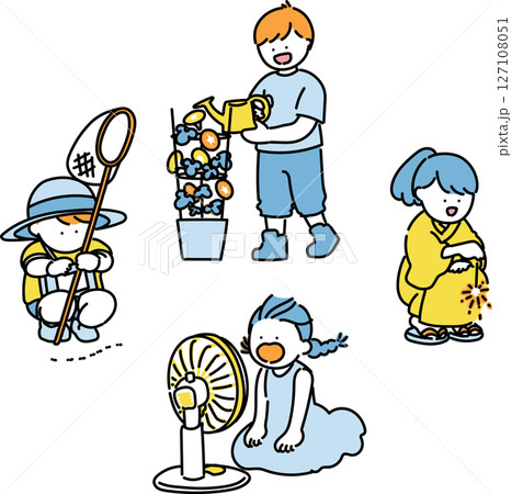 夏を満喫する子供達セット_夏色 夏を満喫する子供達セット_夏色 127108051