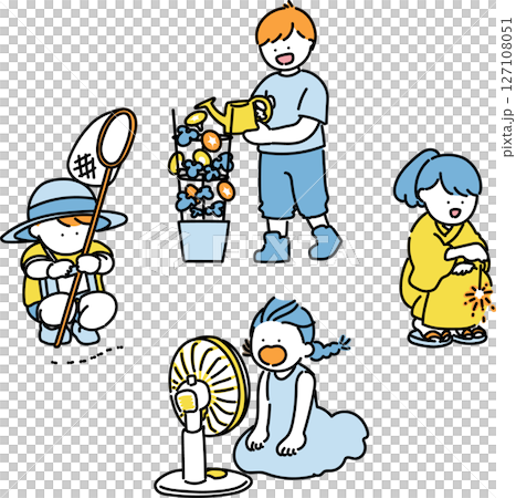 孩子們享受夏日套裝_夏日色彩 127108051