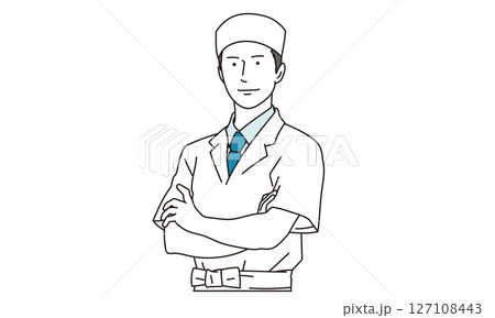 和食店の割烹着を着た男性のイラスト素材 127108443