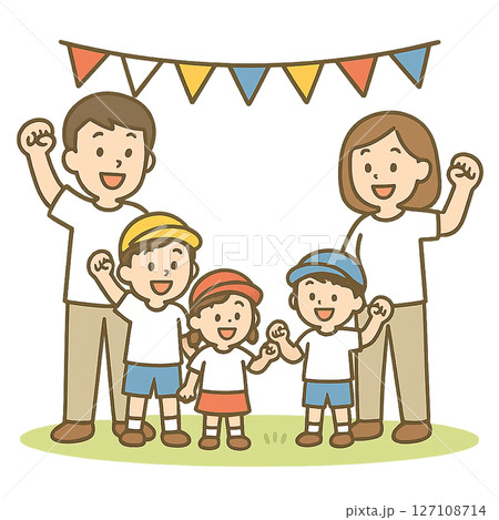 家族で運動会を楽しむ 127108714