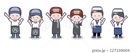 いろいろな人物セット_喜び_商店街で働く人々 いろいろな人物セット_喜び_商店街で働く人々 127109004