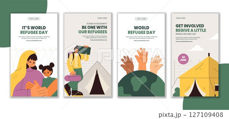 Cartoon Background Template for World Refugee Day Social Media Stories Campaign 127109408