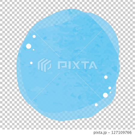 Watercolor style rough light blue circle background with water drops 127109766