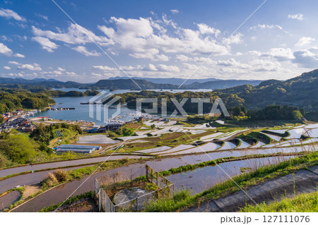 《佐賀県》大浦の棚田・伊万里湾をのぞむ田園風景 《佐賀県》大浦の棚田・伊万里湾をのぞむ田園風景 127111076