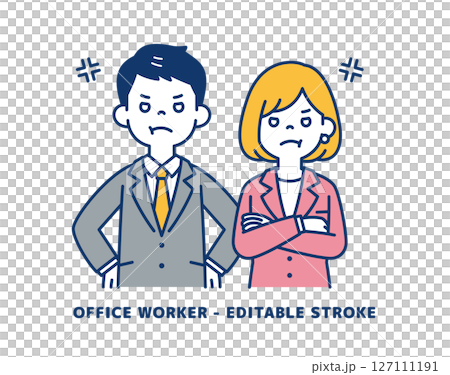 Vector illustration material of a businessman who is angry and furious_Men and women set Vector illustration material of a businessman who is angry and furious_Men and women set 127111191