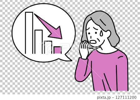 A falling graph and an upset elderly woman 127111200