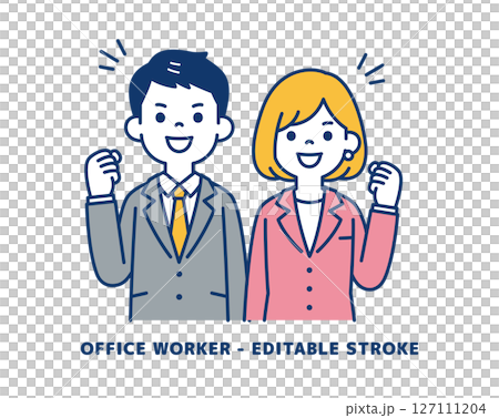 やる気満々の、ビジネスマンのベクターイラスト素材＿男女セット 127111204