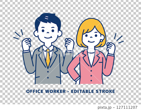 Vector illustration material of businessmen working hard at work_Men and women set Vector illustration material of businessmen working hard at work_Men and women set 127111207