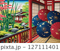 金閣寺の秋麗：水面に映る紅葉と黄金の輝き 127111401