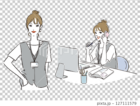 お団子ヘアのかっこいいビジネスウーマン お団子ヘアのかっこいいビジネスウーマン 127111579