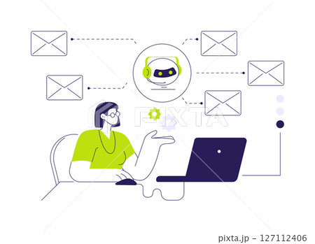 E-mail processing abstract concept vector illustration. 127112406