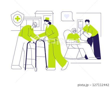 Assisted living facility abstract concept vector illustration. 127112442