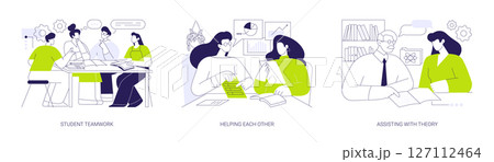 Peer tutoring isolated cartoon vector illustrations se 127112464