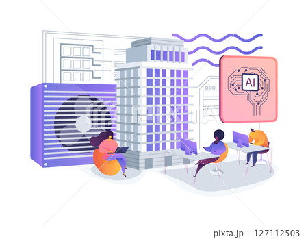 Energy-Efficient Office HVAC Systems abstract concept vector illustration. 127112503