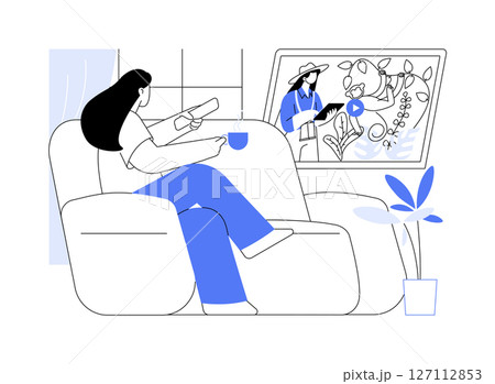 Watching travel blogs isolated cartoon vector illustrations. 127112853