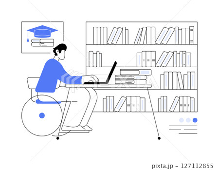 Working on thesis or dissertation isolated cartoon vector illustrations. 127112855