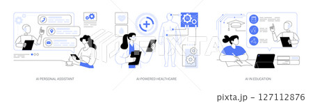 AI in Daily Assistance abstract concept vector illustrations. 127112876