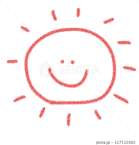 おひさま 太陽 イラスト素材 アイコン かわいい 手描き 赤 明るく笑顔になるデザイン おひさま 太陽 イラスト素材 アイコン かわいい 手描き 赤 明るく笑顔になるデザイン 127112882