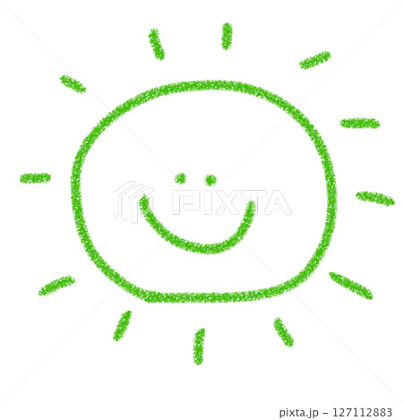 おひさま 太陽 イラスト素材 アイコン かわいい 手描き 緑 明るく笑顔になるデザイン おひさま 太陽 イラスト素材 アイコン かわいい 手描き 緑 明るく笑顔になるデザイン 127112883