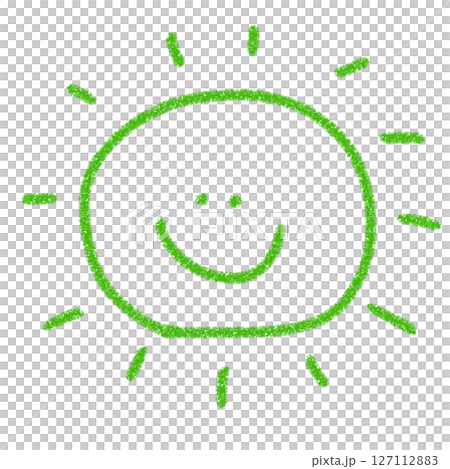 おひさま 太陽 イラスト素材 アイコン かわいい 手描き 緑 明るく笑顔になるデザイン おひさま 太陽 イラスト素材 アイコン かわいい 手描き 緑 明るく笑顔になるデザイン 127112883