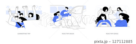 Summer road trip isolated cartoon vector illustrations se Summer road trip isolated cartoon vector illustrations se 127112885