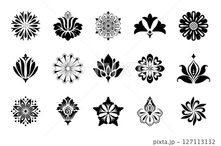 Flower icons set. Isolated elements for design. Vector graphics. 127113132