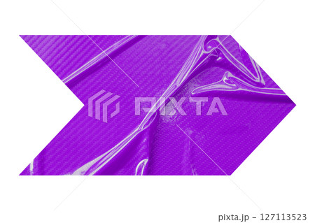 Purple crumpled paper arrow isolated on transparent background 127113523