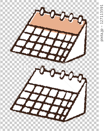 ペンで描いた風卓上カレンダー 127113591