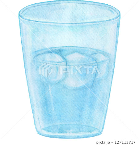 コップ　グラス　水　飲み物　水彩　イラスト 127113717