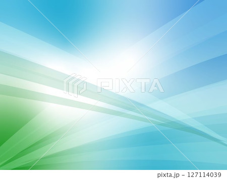 シンプルで透明感のあるウェーブラインの抽象背景_ライトブルー×グリーン 127114039