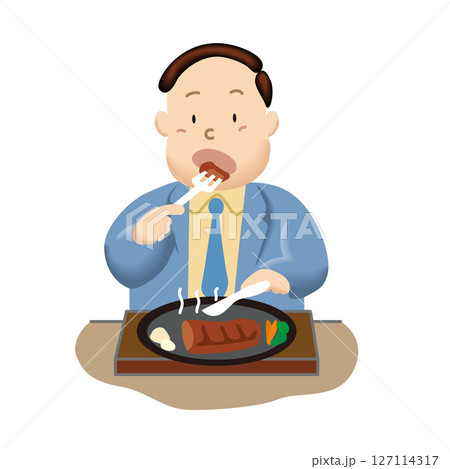 暴飲暴食をして体重が気になる中年男性 127114317