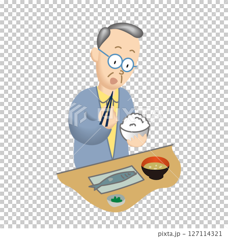 Senior man eating healthy food 127114321