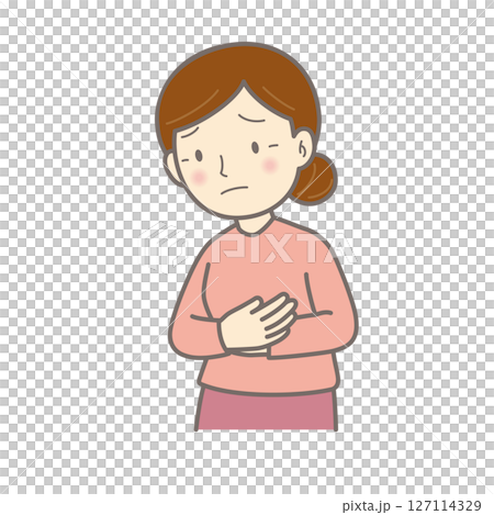 体調が悪い中年女性 127114329