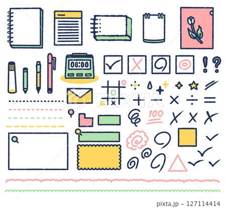 文房具と記号のアイコンセット 127114414