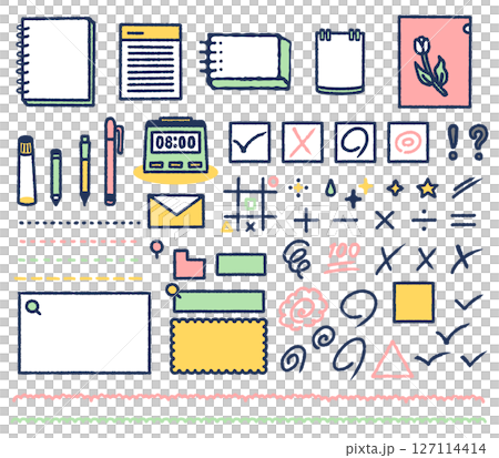 文房具と記号のアイコンセット 127114414