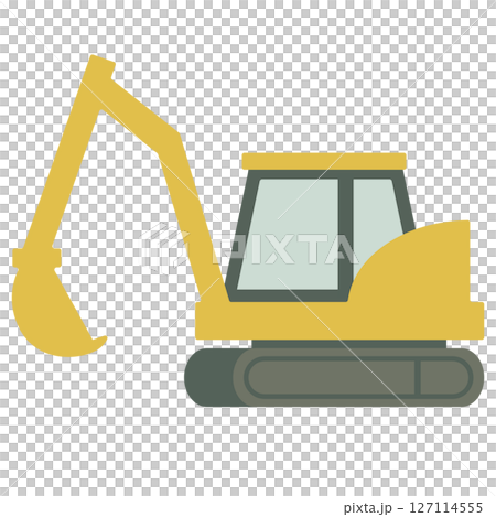土木工事に使われる無人のショベルカー 127114555