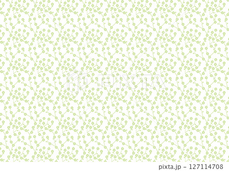 【日本の伝統模様】梅のシームレスパターン(緑系) 【日本の伝統模様】梅のシームレスパターン(緑系) 127114708