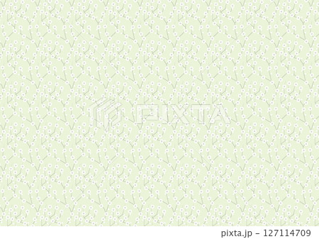 【日本の伝統模様】梅のシームレスパターン（緑系） 127114709