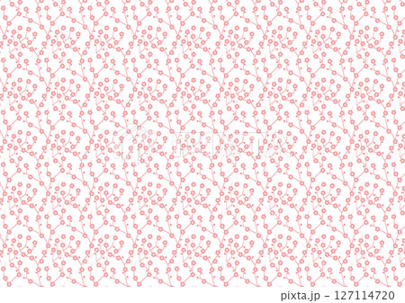 【日本の伝統模様】梅のシームレスパターン（赤系） 127114720