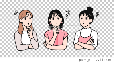 悩み事を抱えている若い女性のシンプルなベクターイラスト 127114736
