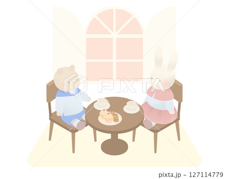 動物のお人形と家具のイラスト 127114779