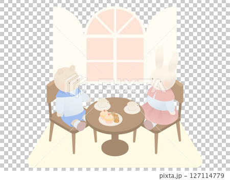 動物のお人形と家具のイラスト 127114779