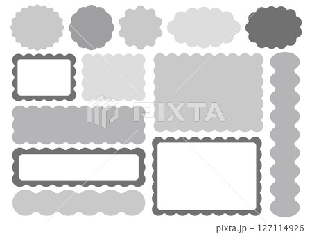うねうね装飾フレーム素材セット(白黒) うねうね装飾フレーム素材セット(白黒) 127114926