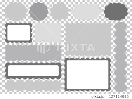 うねうね装飾フレーム素材セット(白黒) うねうね装飾フレーム素材セット(白黒) 127114926