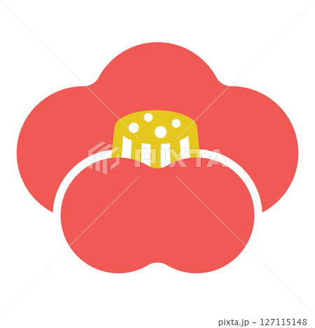 椿の花の和風アイコンイラスト 127115148