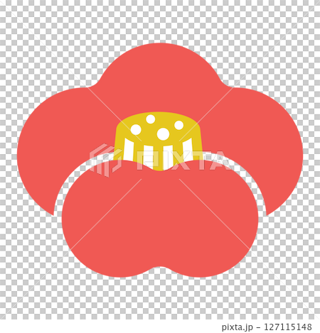 Japanese style icon illustration of camellia flower Japanese style icon illustration of camellia flower 127115148