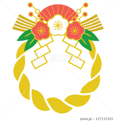 しめ縄の正月飾りアイコンイラスト しめ縄の正月飾りアイコンイラスト 127115165