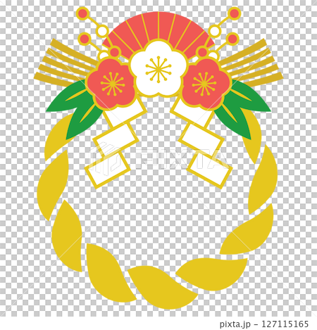 しめ縄の正月飾りアイコンイラスト しめ縄の正月飾りアイコンイラスト 127115165