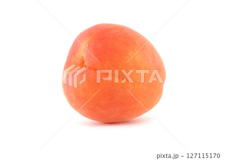 Close-Up of a Fresh Peach on a White Background Isolated 127115170