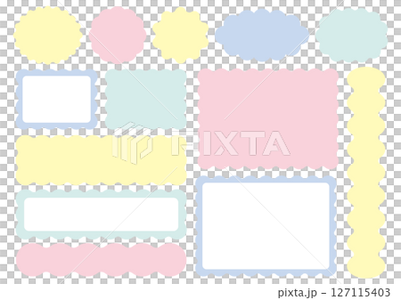 うねうね装飾フレーム素材セット（パステルカラー） 127115403